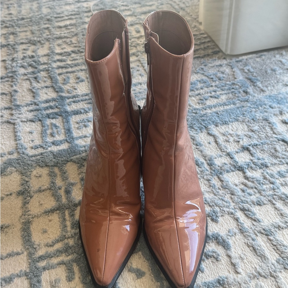 Jeffrey Campbell Nude Patent Leather Ankle Boots - Picture 3 of 6
